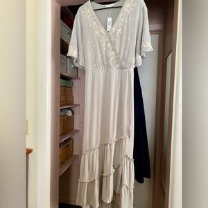 Baltic Born Dusty Blue Midi Wrap Dress